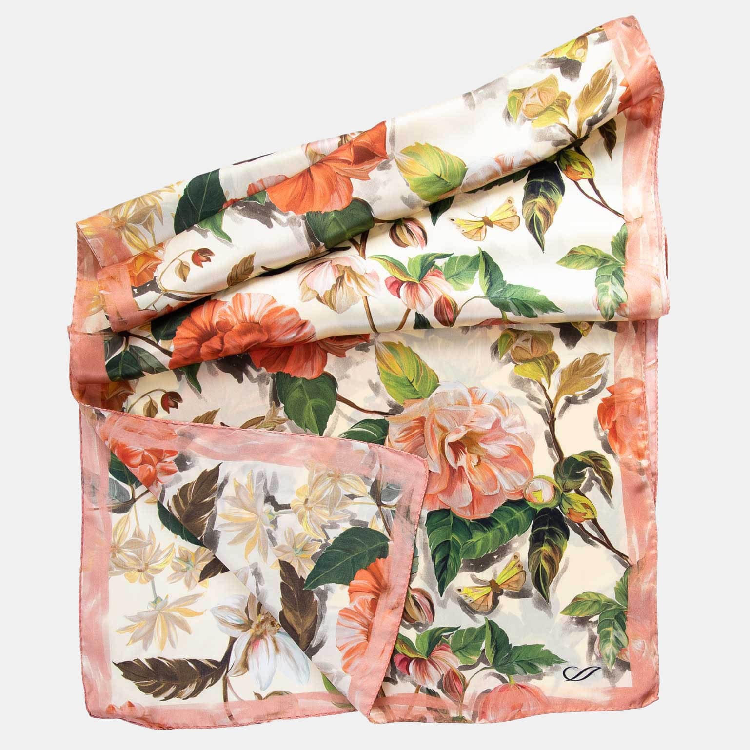 Rosa - Long Silk Scarf - Peach - Solstik