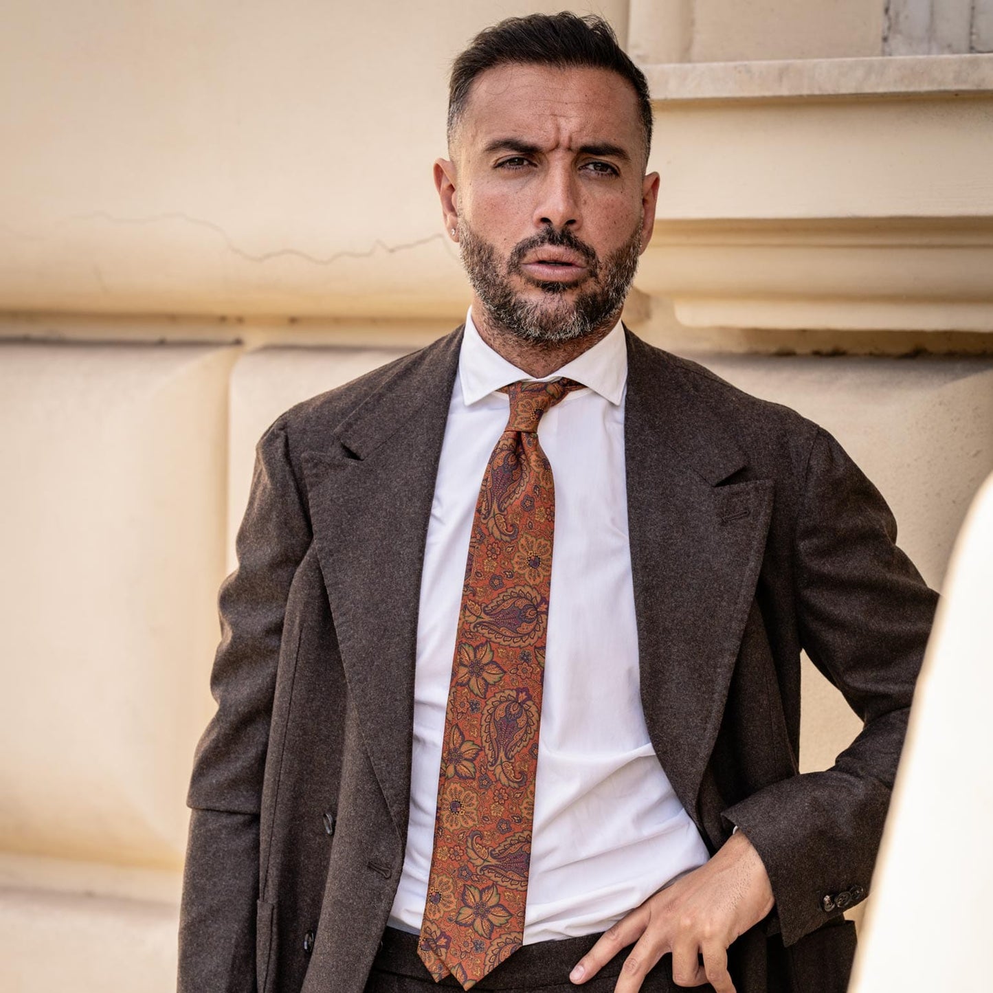 Trevi - Printed Madder Silk Tie - Ginger - Solstik
