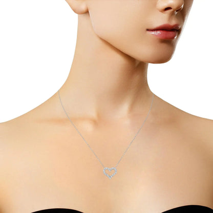 .925 Silver Diamond Heart 18" Pendant Necklace - Solstik