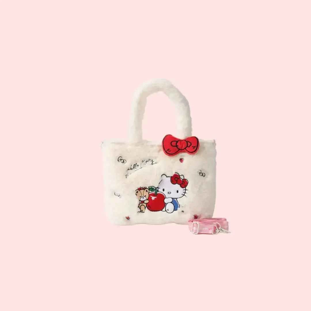 Girl's Plush Hello Kitty Handbag with Removable Strap