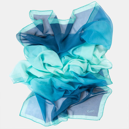 Sophia - Silk Scarf Shawl - Sea Blue - Solstik