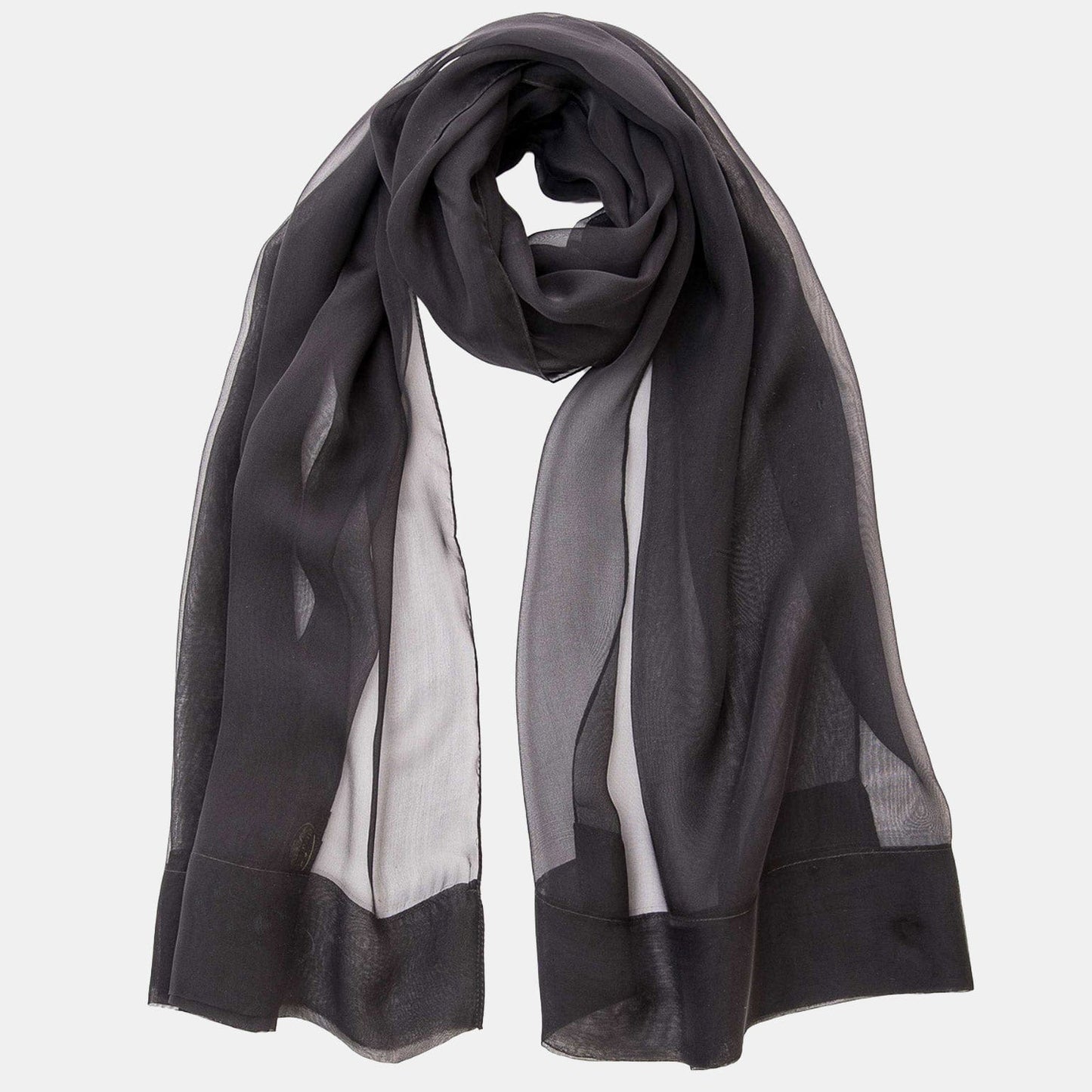 Carmen - Silk Scarf Shawl - Black - Solstik