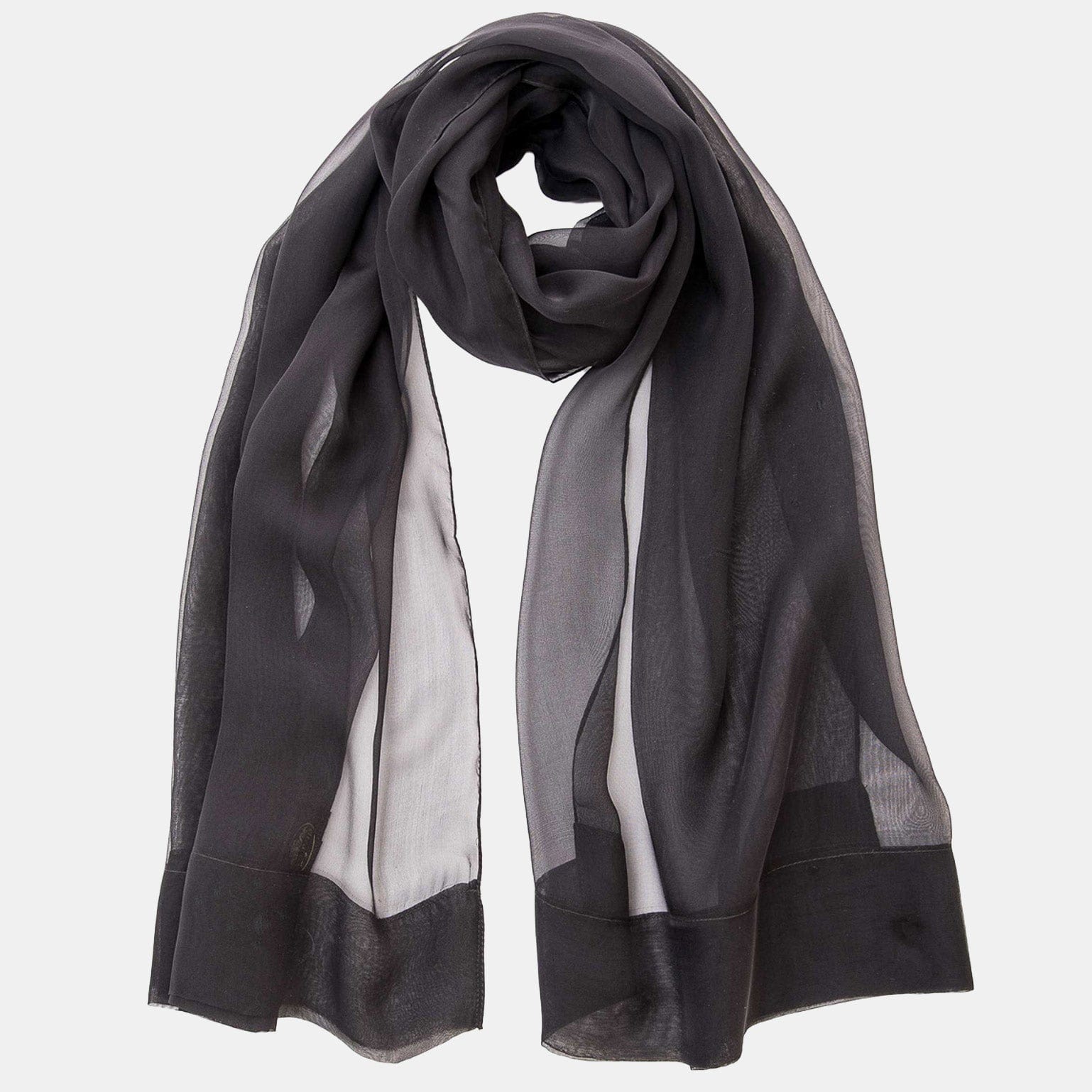Carmen - Silk Scarf Shawl - Black - Solstik