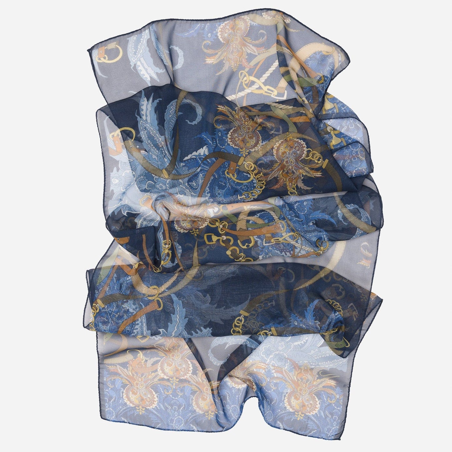 Alessandra - Long Silk Scarf - Navy - Solstik