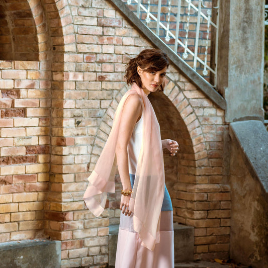 Carmen - Silk Scarf Shawl - Blush Pink - Solstik