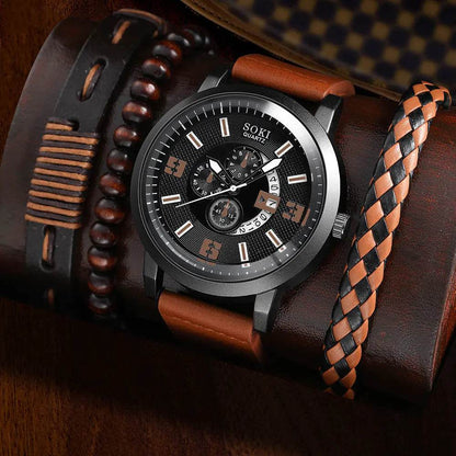 Men's Business Quartz Watch Set -Fashion Jewelry - Solstik