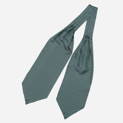 Condotti - Silk Ascot Cravat Tie - Green and Navy - Solstik