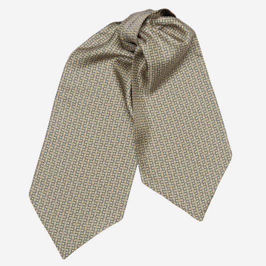 Condotti - Silk Ascot Cravat Tie - Yellow and Blue - Solstik
