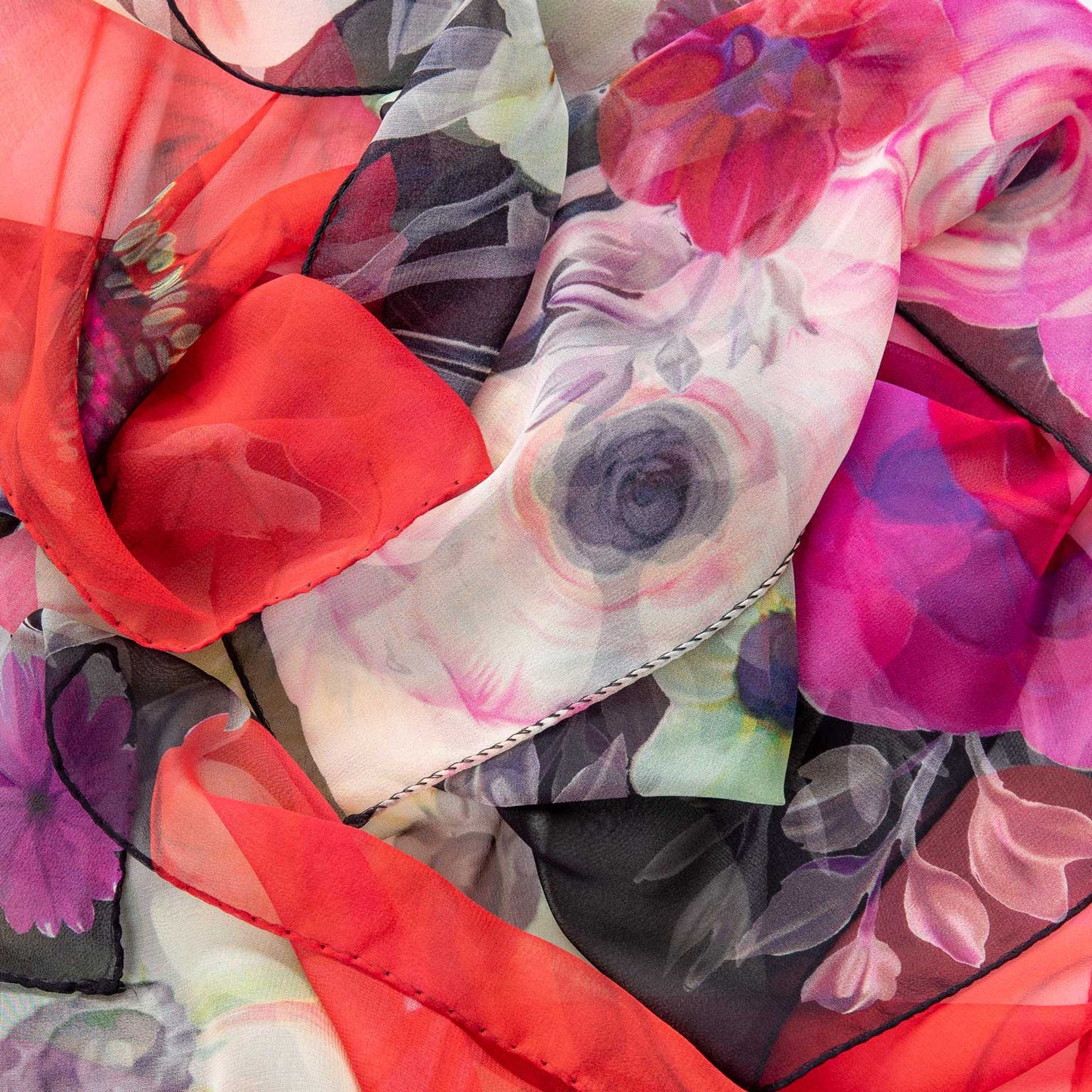 Campo de' Fiori - Long Silk Scarf - Black - Solstik