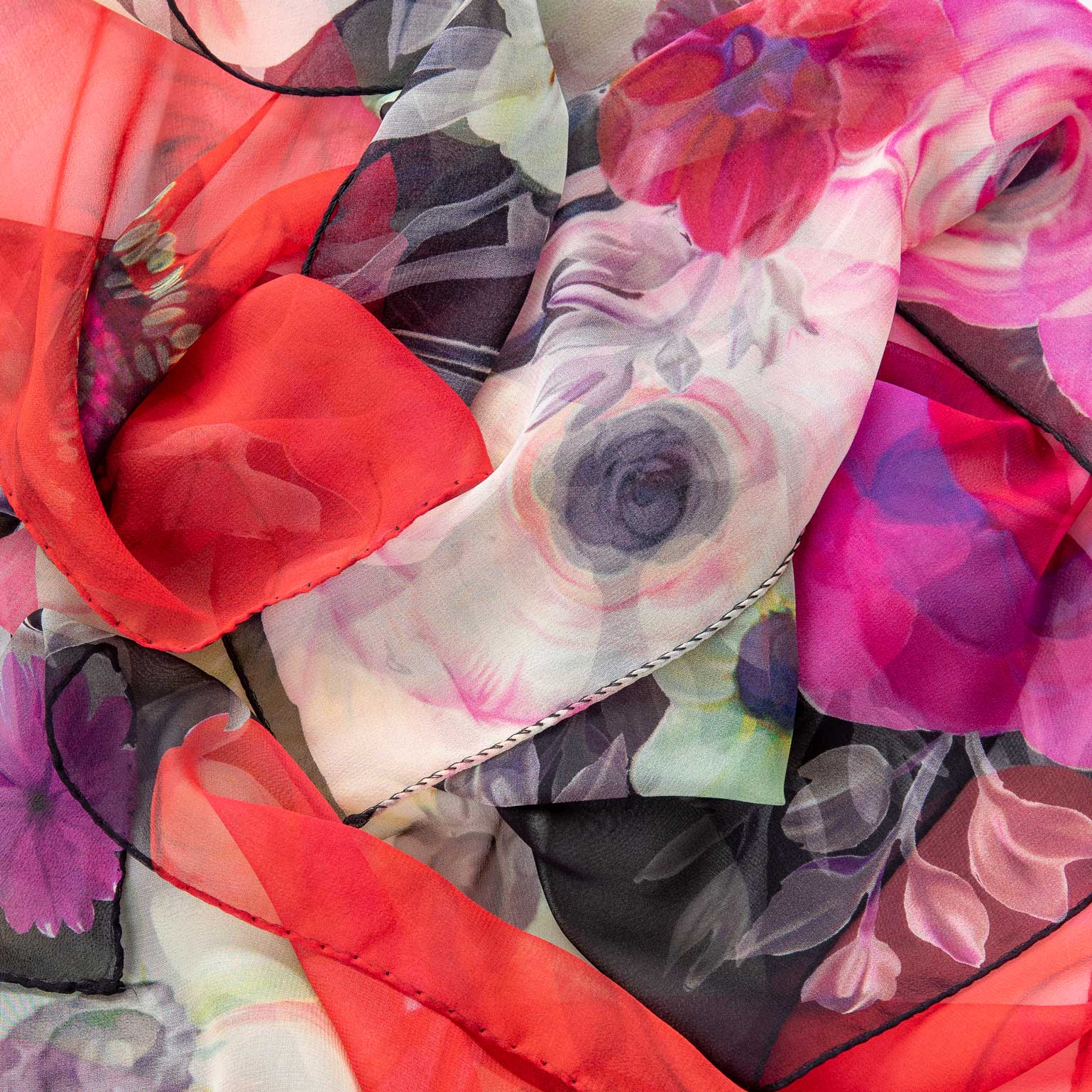 Campo de' Fiori - Long Silk Scarf - Black - Solstik