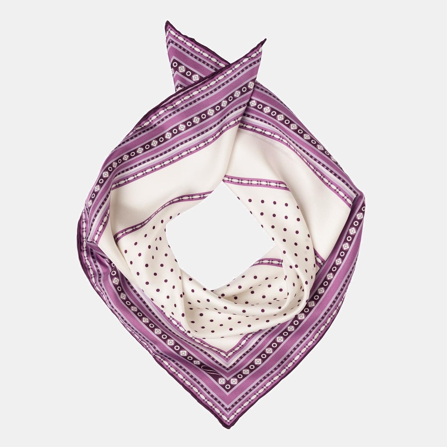 Verona - Silk Neckerchief - White & Lilac - Solstik