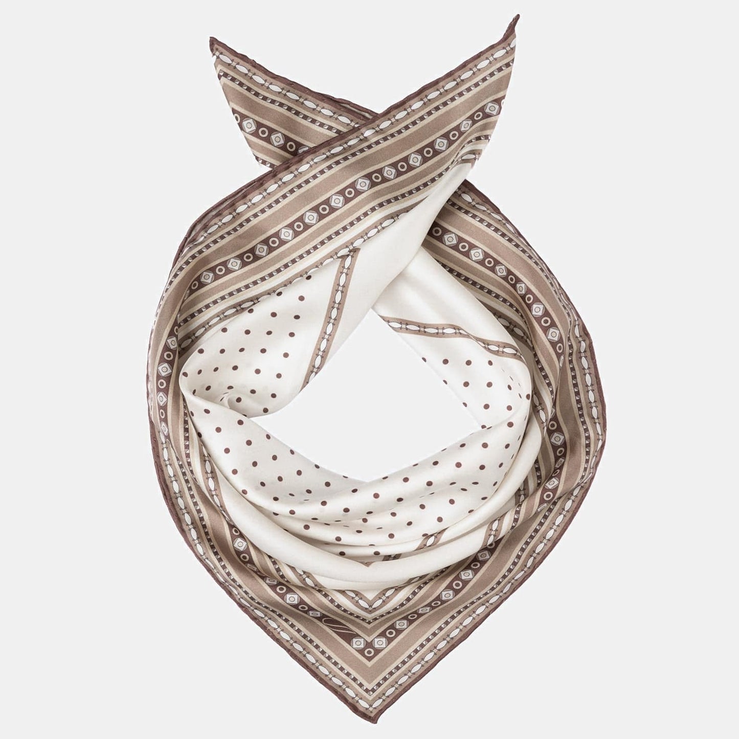 Verona - Silk Neckerchief - White & Sand - Solstik