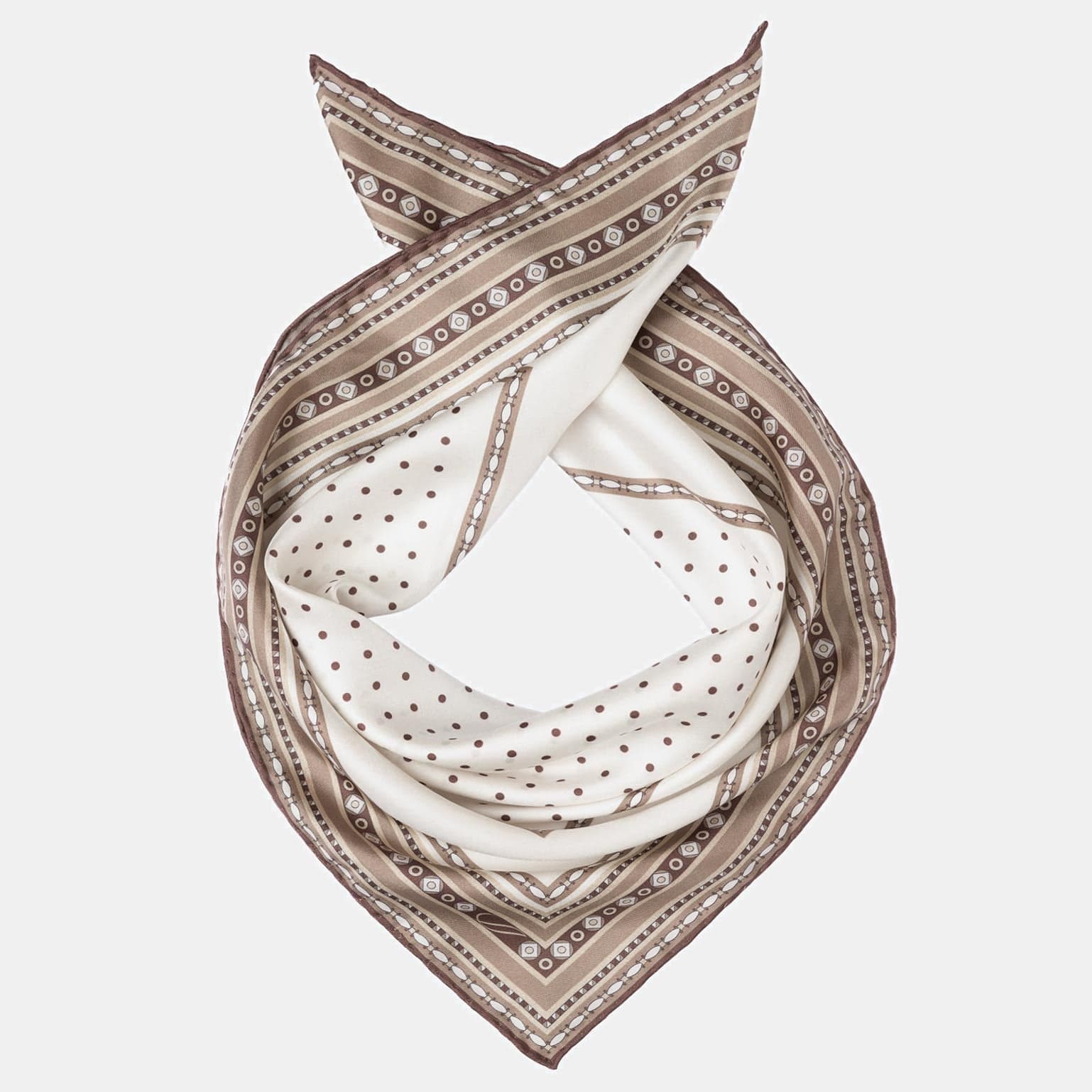 Verona - Silk Neckerchief - White & Sand - Solstik