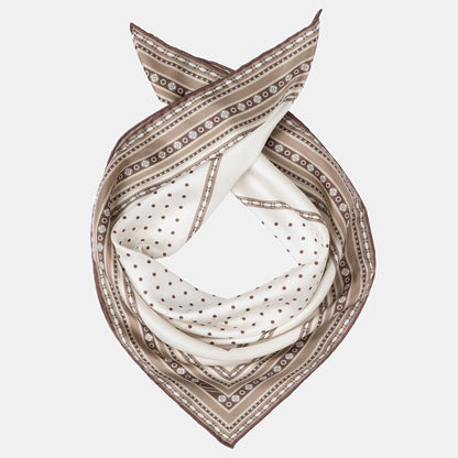 Verona - Silk Neckerchief - White & Sand - Solstik