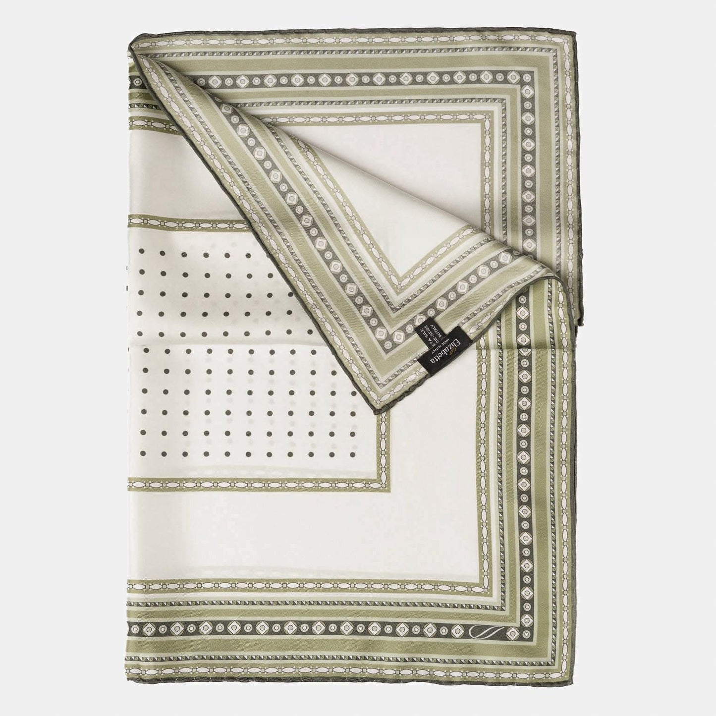 Verona - Silk Neckerchief - White & Sage - Solstik