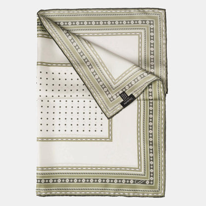 Verona - Silk Neckerchief - White & Sage - Solstik