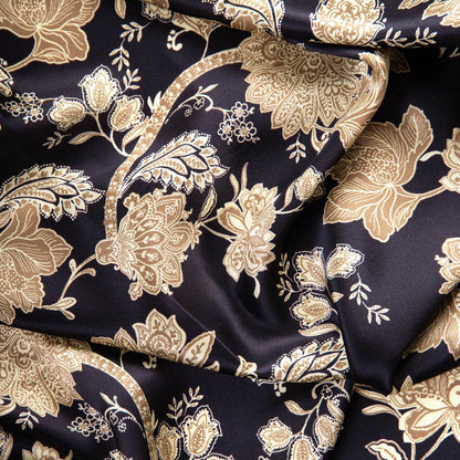 Esmeralda - Silk Scarf Shawl - Black & Gold - Solstik