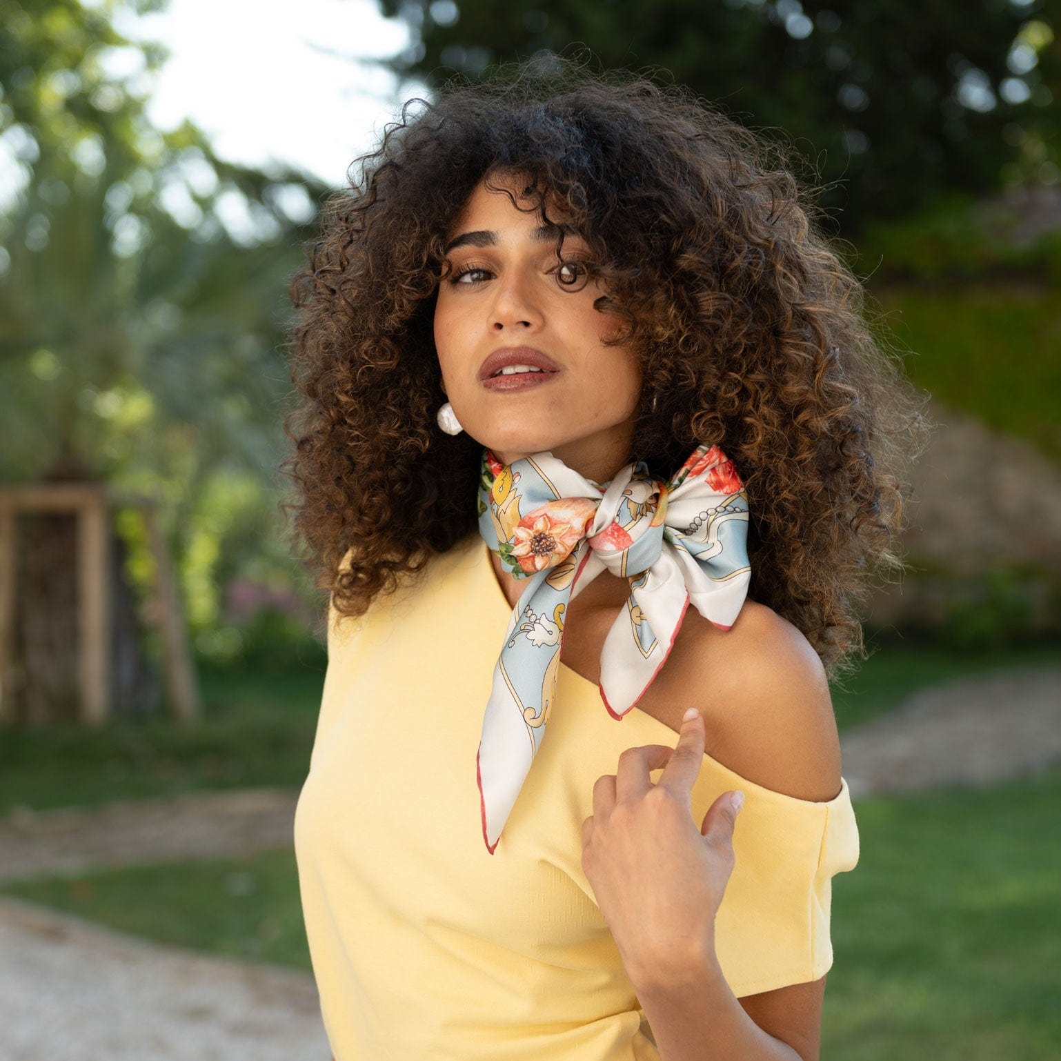 Melograno - Silk Foulard - Powder Blue - Solstik