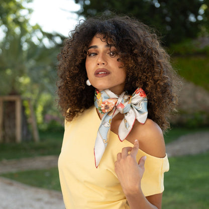 Melograno - Silk Foulard - Powder Blue - Solstik