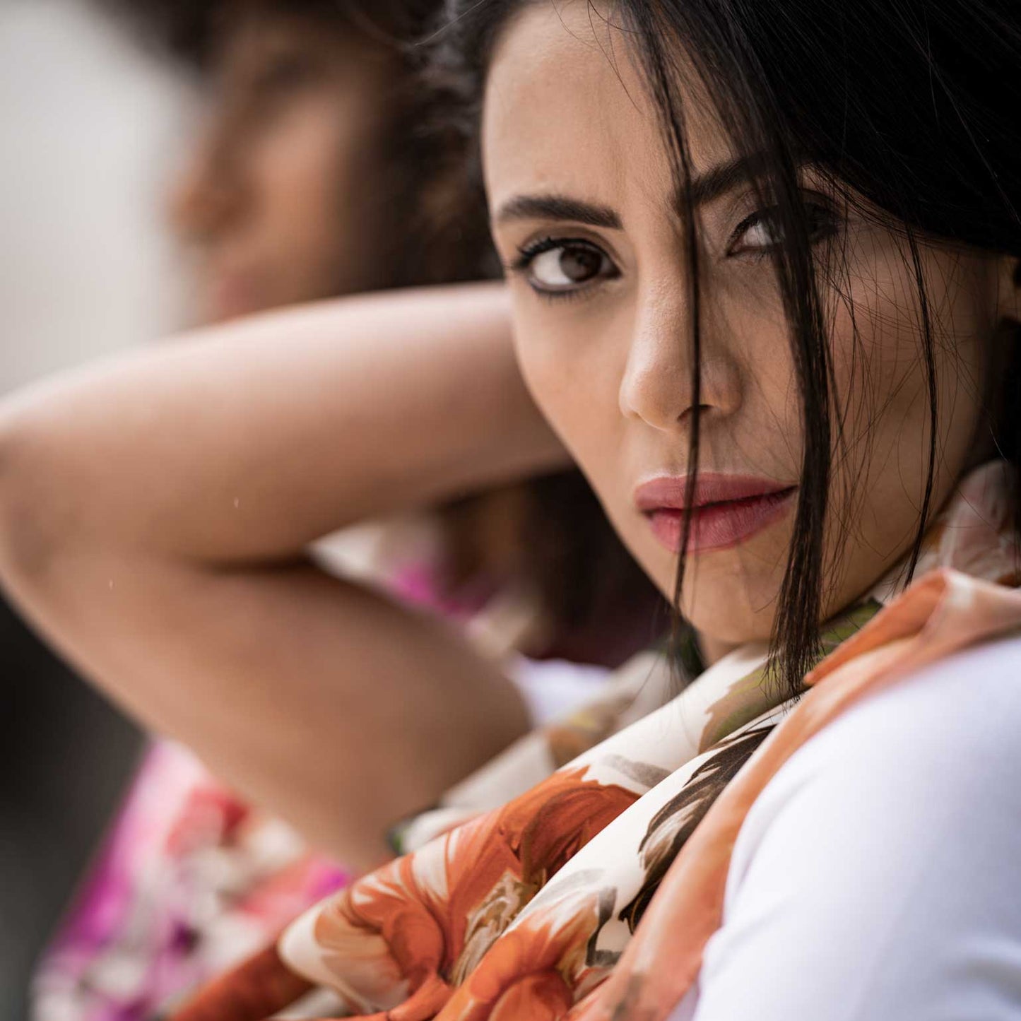 Rosa - Long Silk Scarf - Peach - Solstik