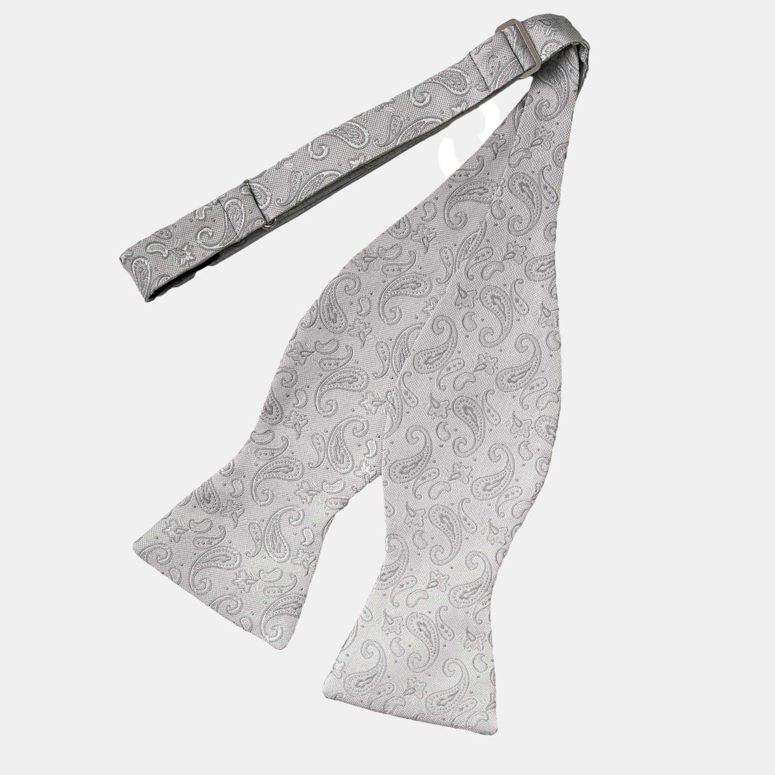 Leonardo - Silk Bow Tie - Silver - Solstik