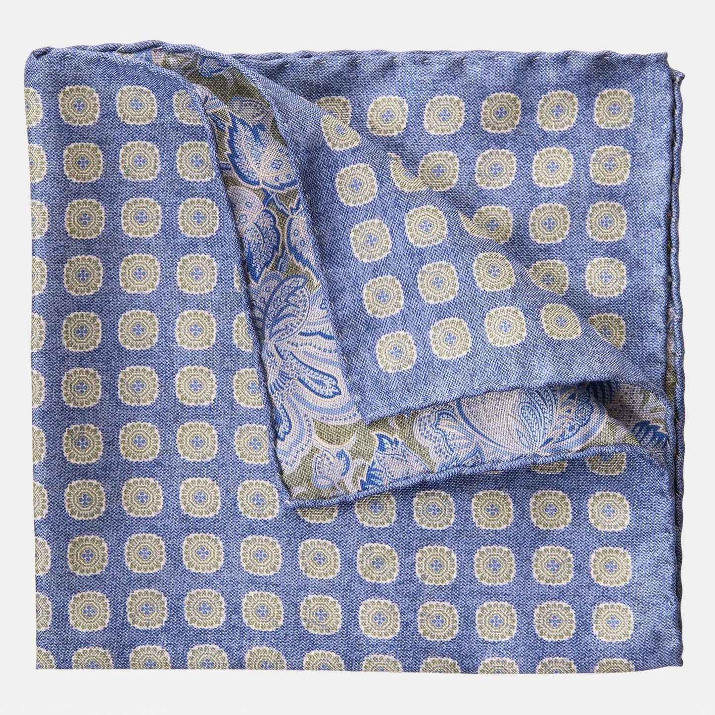 Assisi - Double Sided Silk Pocket Square - Sky Blue - Solstik