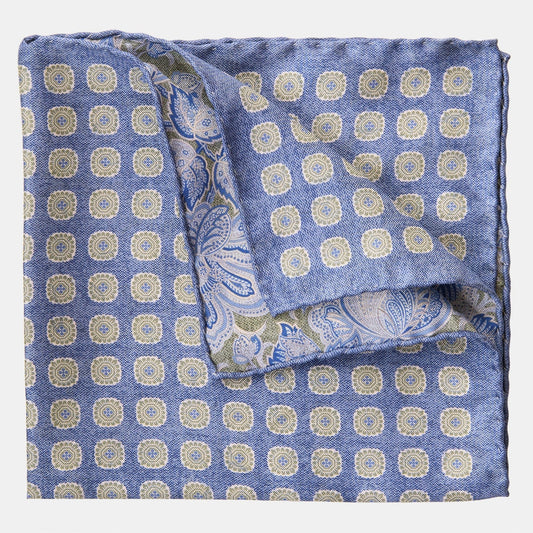 Assisi - Double Sided Silk Pocket Square - Sky Blue - Solstik