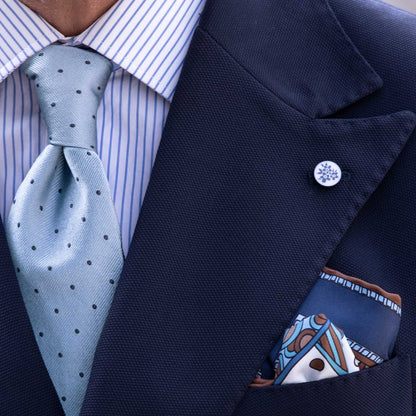 Martino - Silk Pocket Square - Blue - Solstik