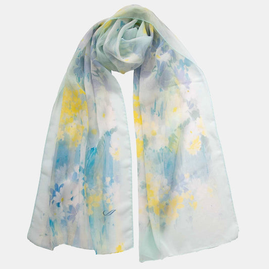 Meadow - Long Silk Scarf - Sky Blue - Solstik