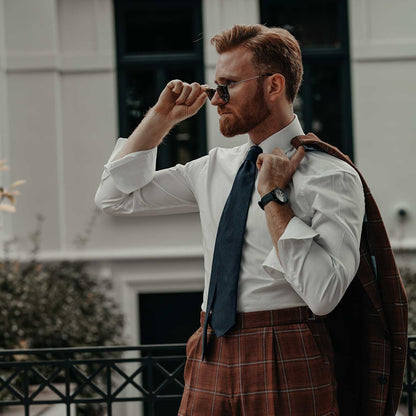 Marino - Navy Blue Silk Grenadine Tie - Solstik