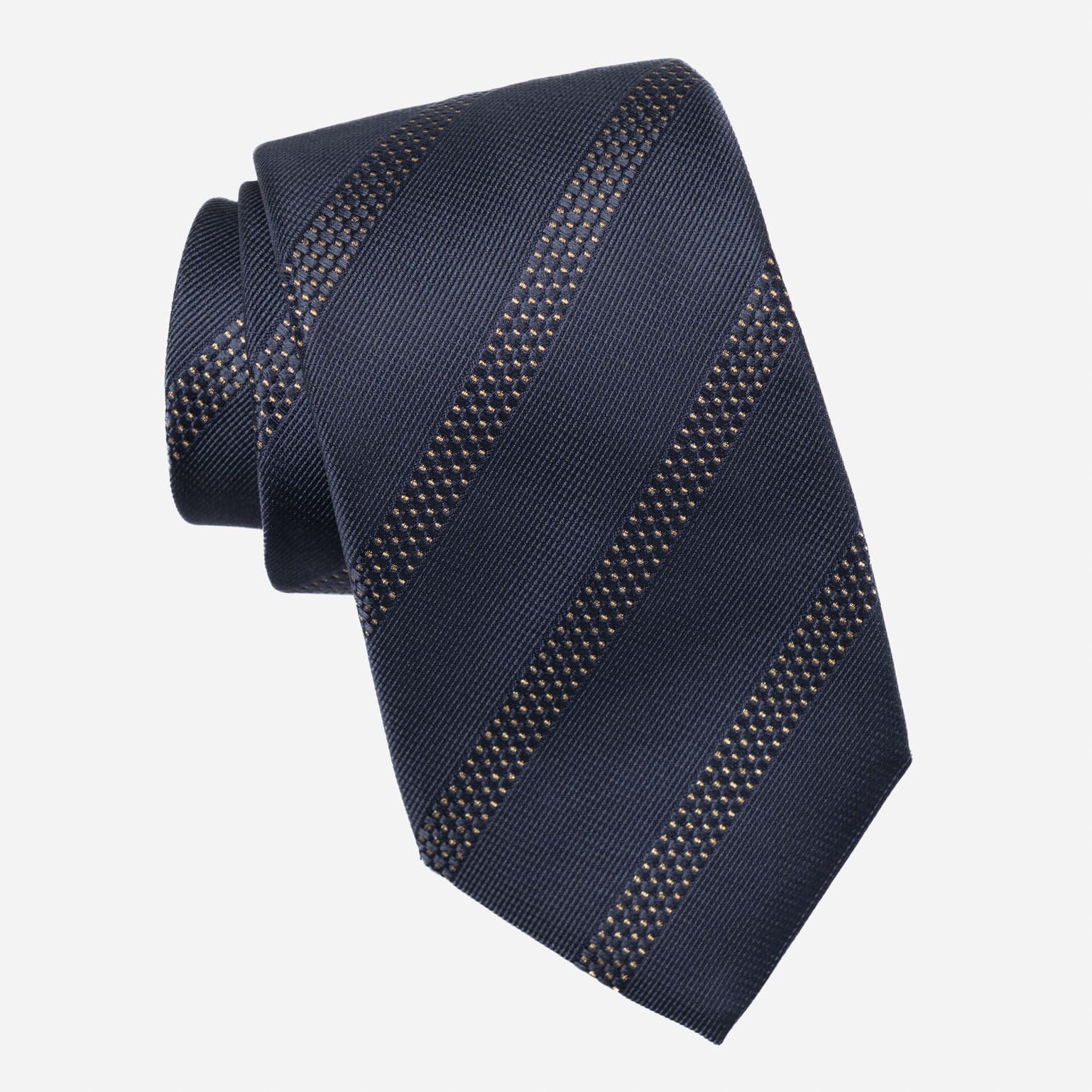 Milano - Silk Jacquard Tie - Navy and Gold - Solstik