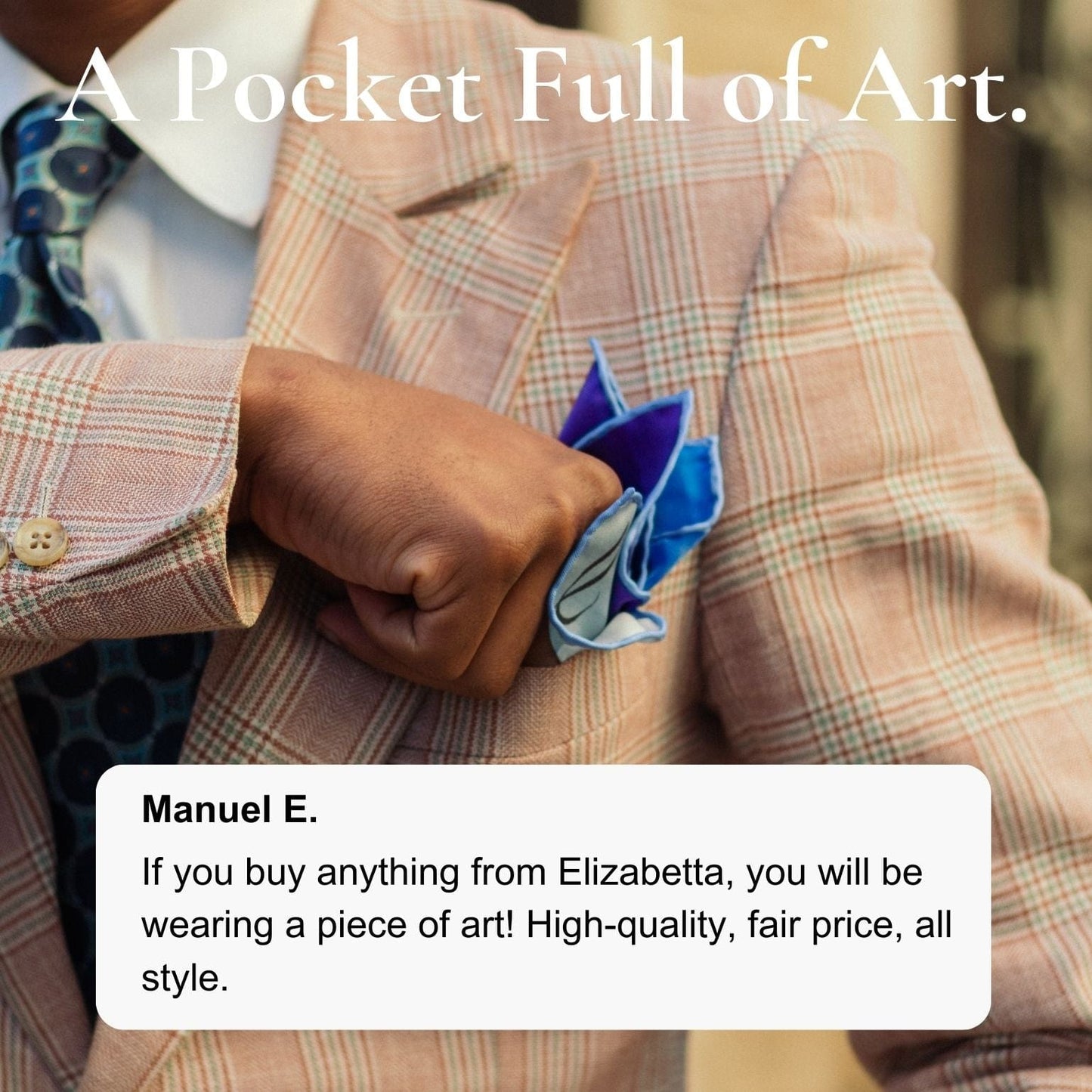 Harmony - Silk Pocket Square - Blue - Solstik