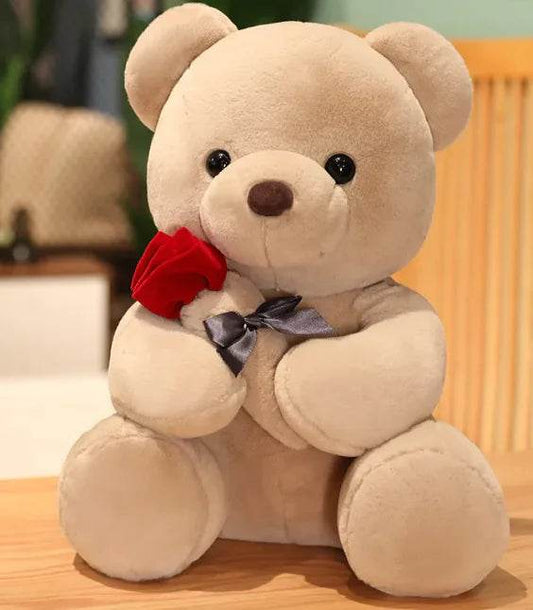 Hugging Roses Teddy Bear Plush Pillow - Solstik