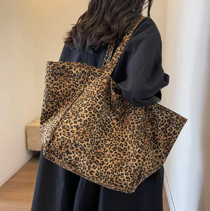 Leopard Print Canvas Tote StyleHandbag - Solstik