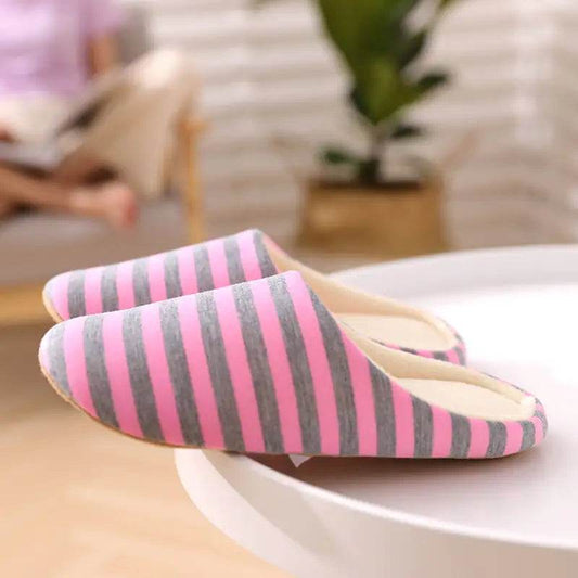 Soft Bottom Striped Indoor Home Slippers for Autumn/Winter - Solstik