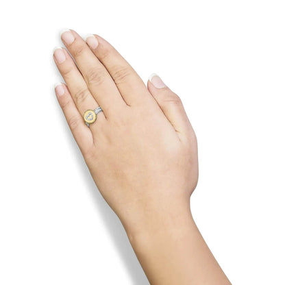 18K Yellow Gold Heart Diamond Sterling Silver Ring - Solstik