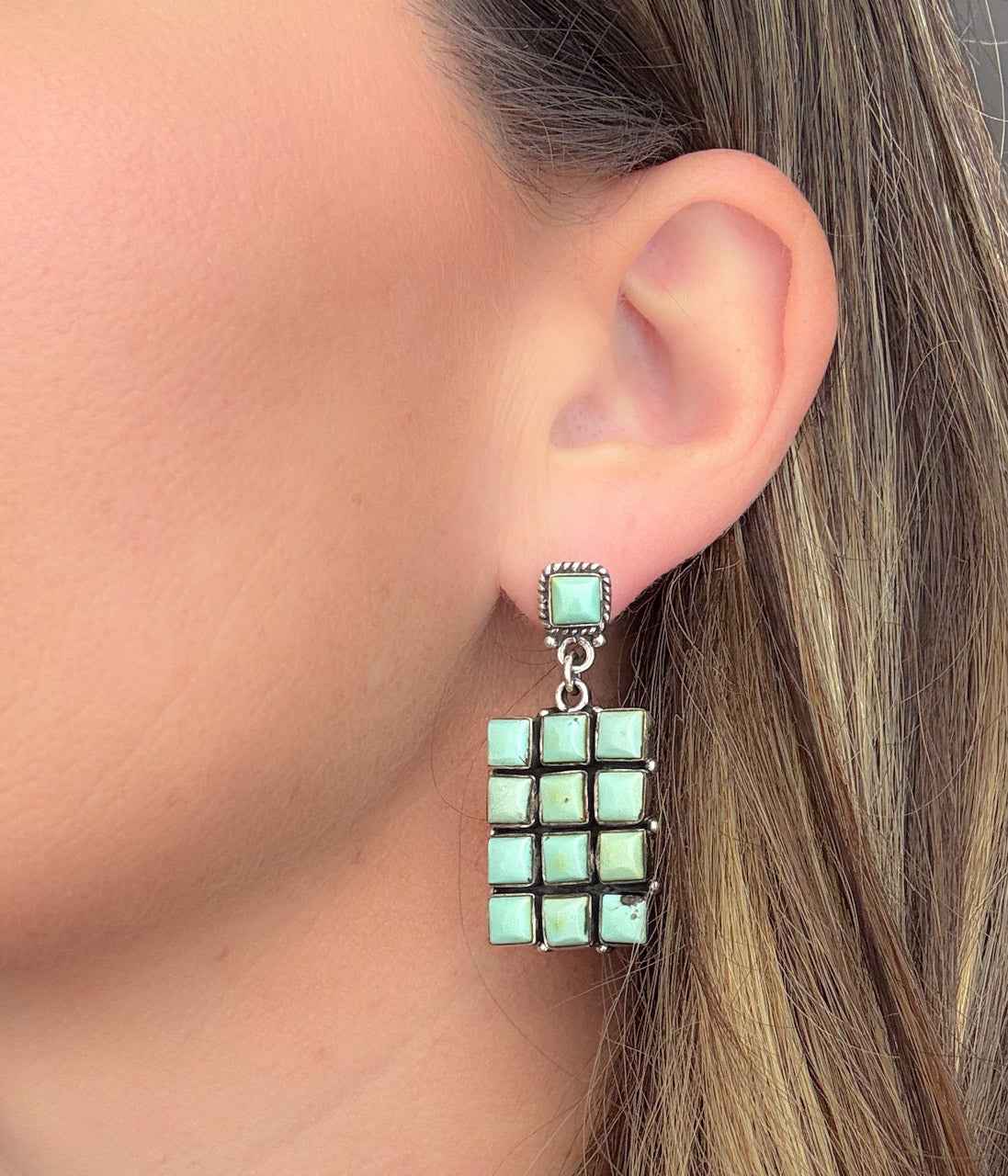 Kingman Turquoise Grid Earrings