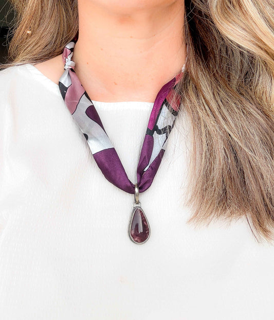 Delbert Begay Spiny Oyster Pendant on Silk Scarf Necklace