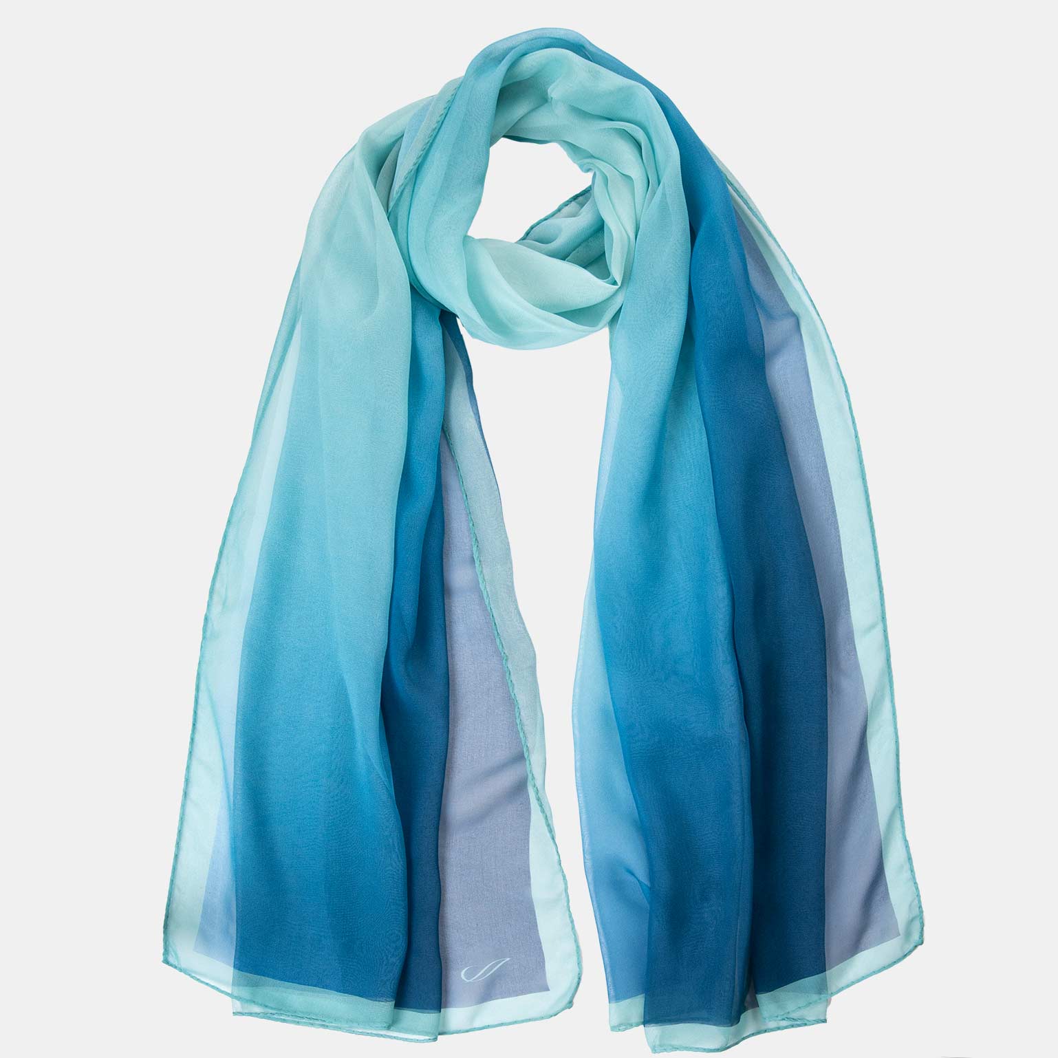 Sophia - Silk Scarf Shawl - Sea Blue - Solstik