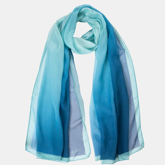 Sophia - Silk Scarf Shawl - Sea Blue - Solstik