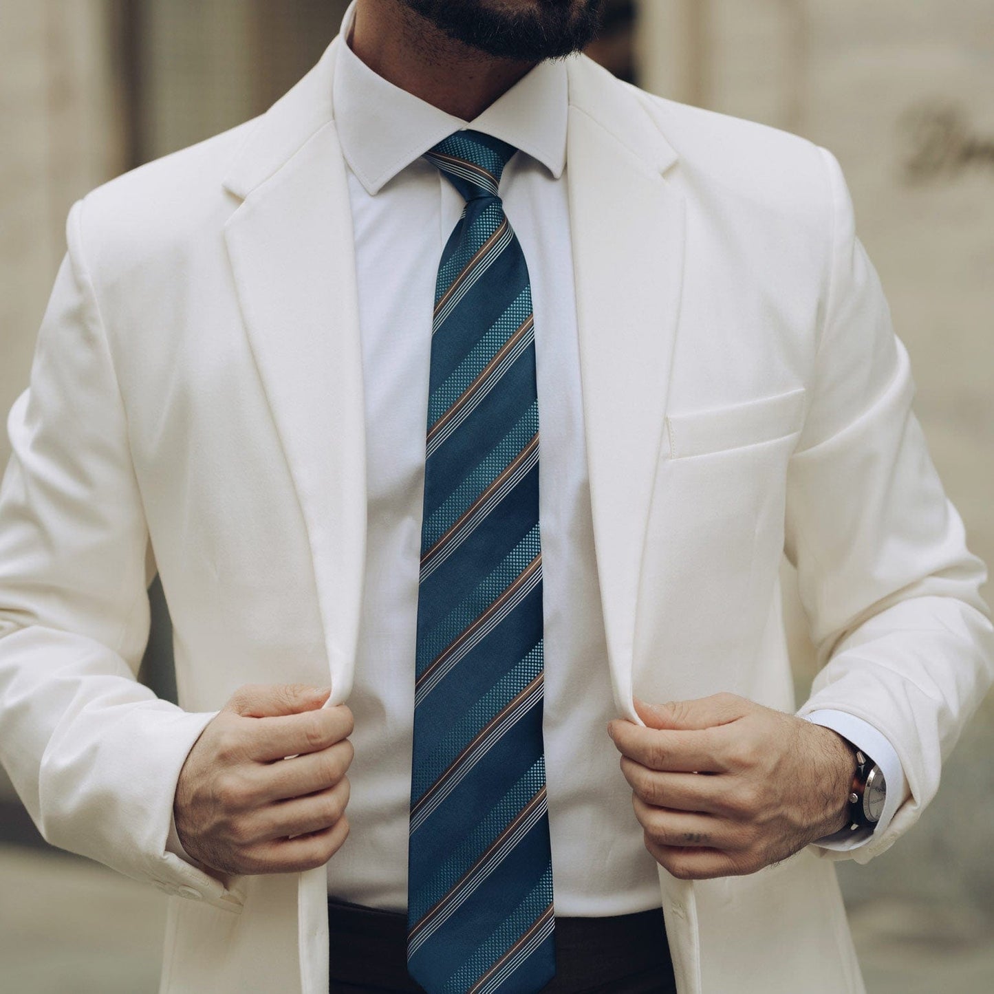 Corso - Silk Jacquard Tie - Petrol Blue - Solstik