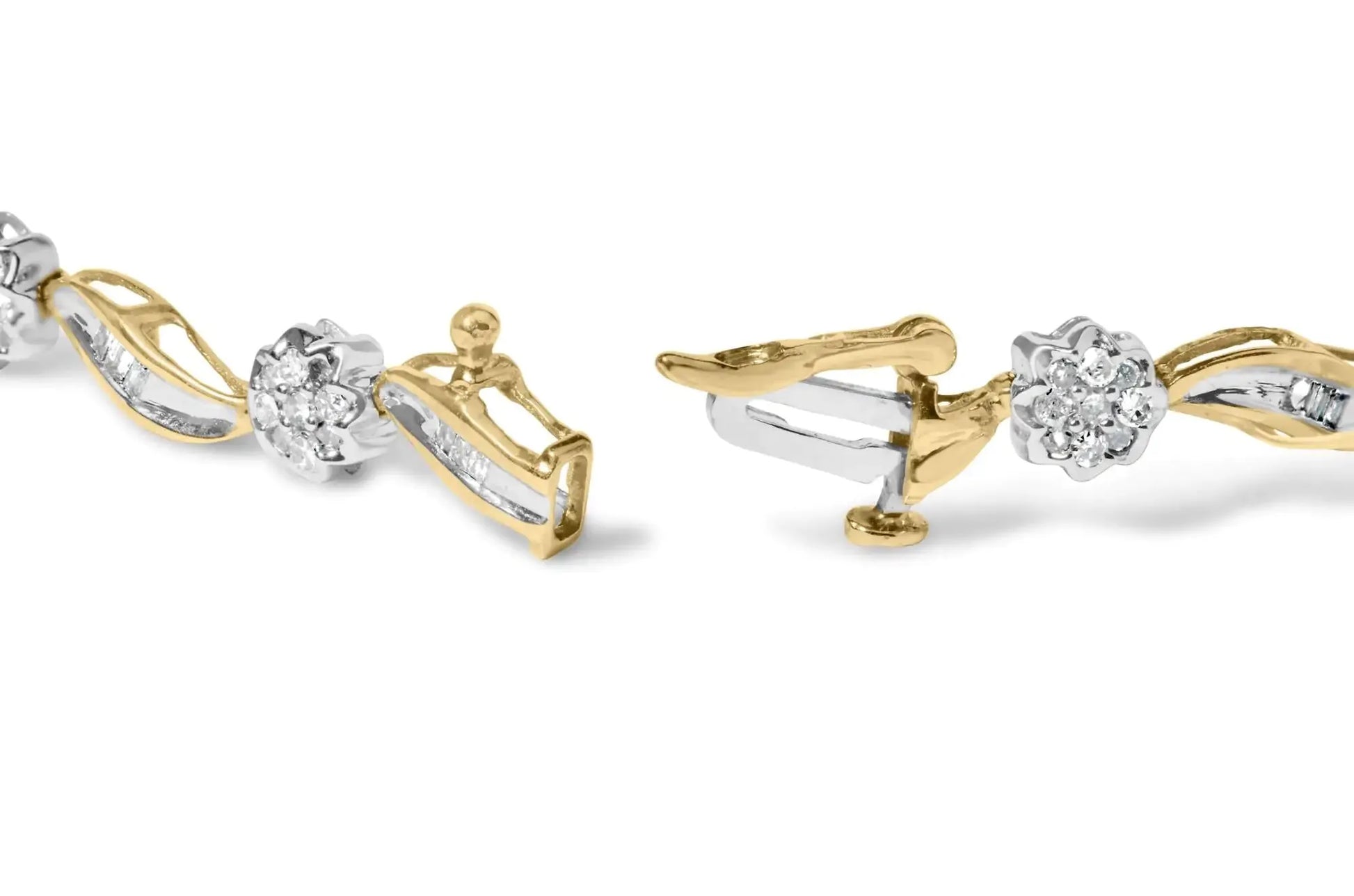 Two-Tone Gold Floral Diamond S-Link Bracelet - Solstik