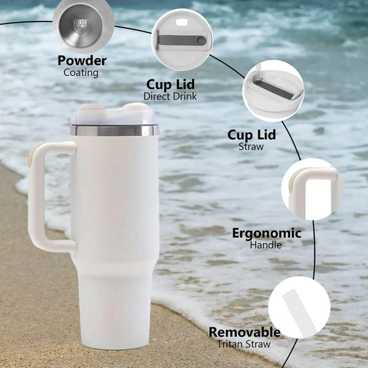 40oz V2 large capacity tumbler, With Handle And Straw Lid, Insulated Reusable Stainless Steel Water Bottles Travel Mug Coffee Cup car cup water cup For Men Women Outdoor Camping Driving, gift - Solstik