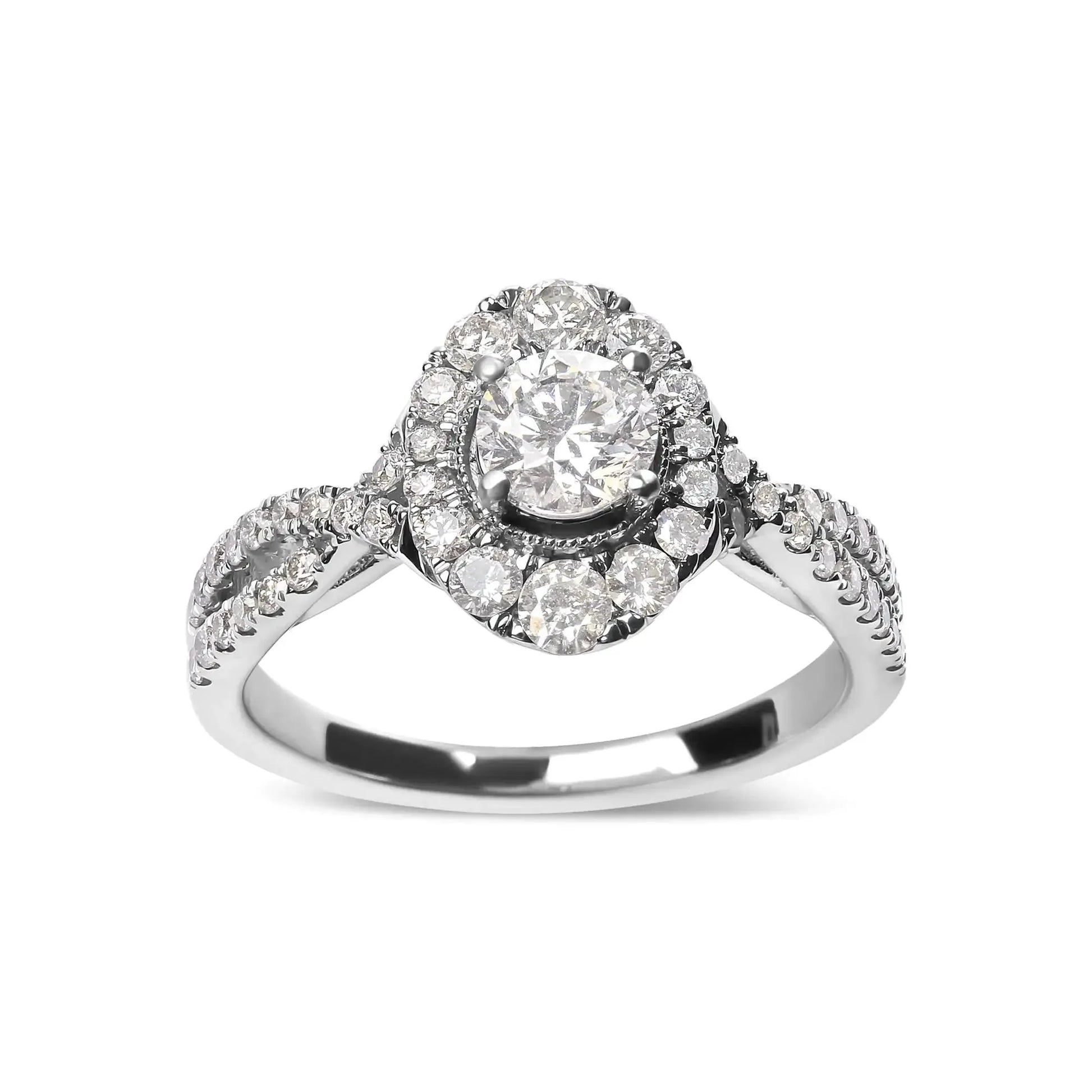 GIA 14K White Gold 1.2 CTW Diamond Halo Engagement Ring - Solstik