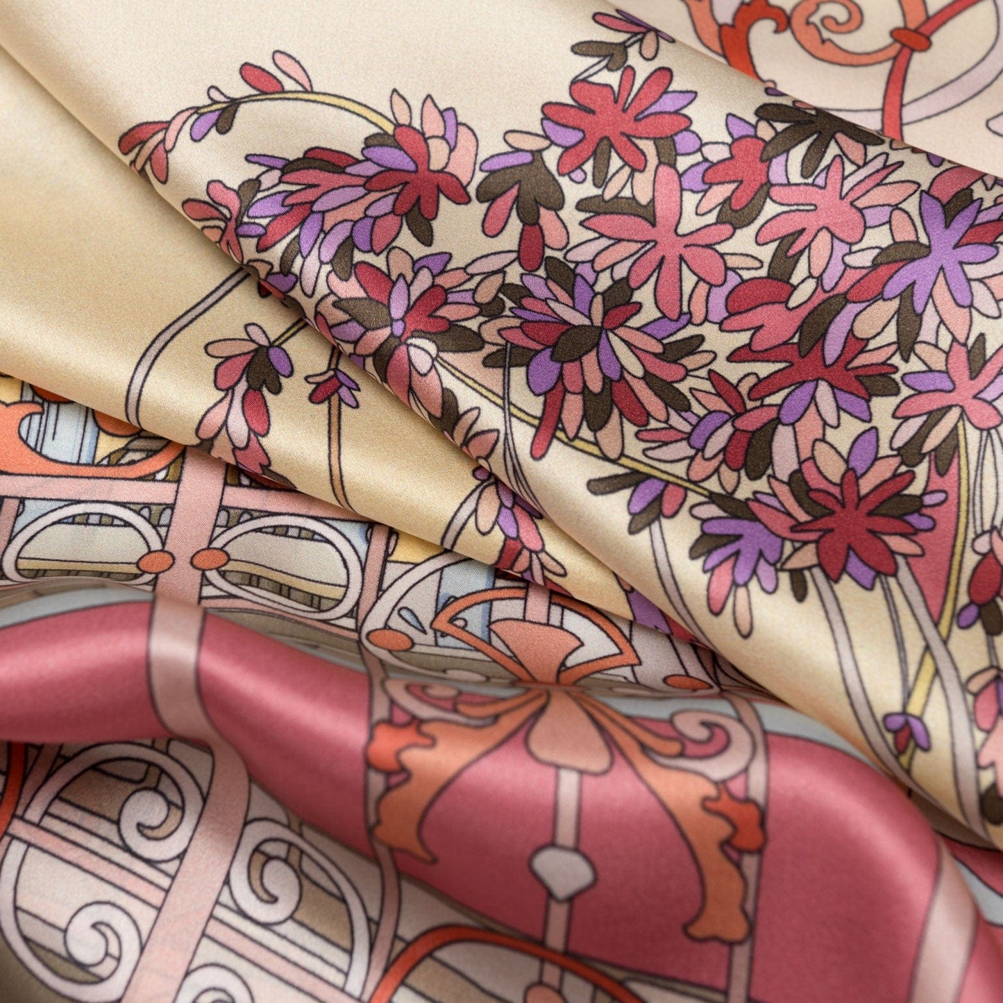 Garden of Dreams - Silk Foulard - Pink - Solstik