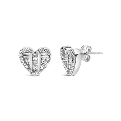 .925 Silver Heart Diamond Studs 1/2 Cttw (I-J, SI2-I1) - Solstik