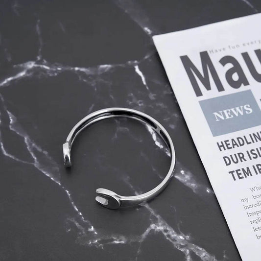 Personalized Stainless Steel Wrench Bracelet in Titanium - Solstik