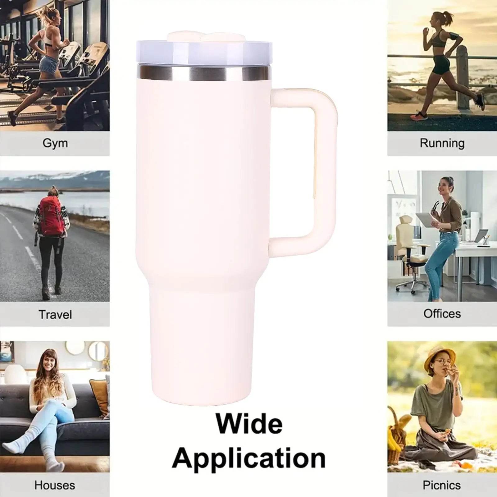 40oz V2 large capacity tumbler, With Handle And Straw Lid, Insulated Reusable Stainless Steel Water Bottles Travel Mug Coffee Cup car cup water cup For Men Women Outdoor Camping Driving, gift - Solstik