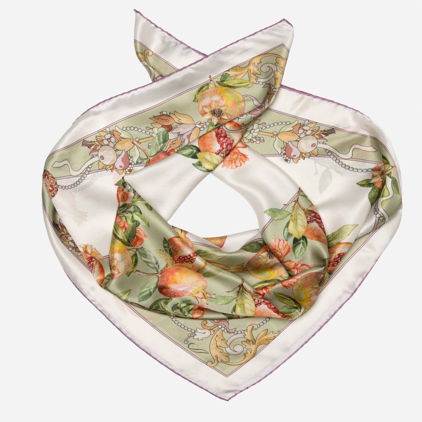Melograno - Silk Foulard - Venetian Glass Green - Solstik