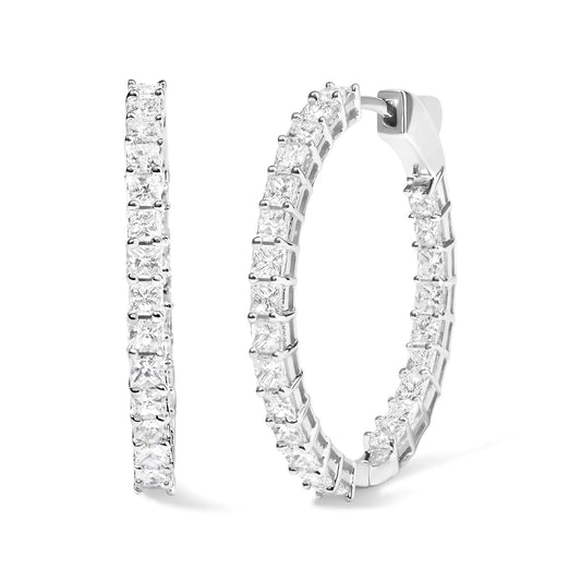 14K Princess Cut Diamond Hoop Earrings - Solstik